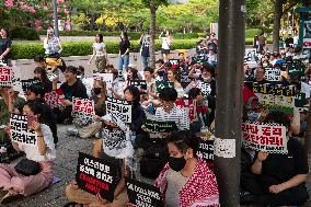 Protest Against Israel’s Attack On Gaza Strip By Palestinian Solidarity Group In Seoul