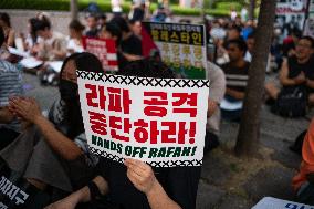 Protest Against Israel’s Attack On Gaza Strip By Palestinian Solidarity Group In Seoul