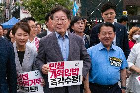 Opposition Parties Hold Rally To Protest Veto Of Special Prosecutor Act For Marine Corporal Chae