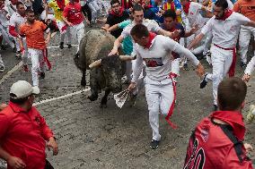 Seventh running of the bulls of the Fiestas de San Fermin 2024