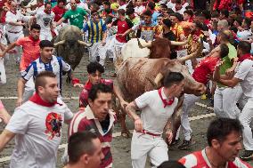 Seventh running of the bulls of the Fiestas de San Fermin 2024