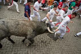 Seventh running of the bulls of the Fiestas de San Fermin 2024