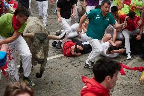 Seventh running of the bulls of the Fiestas de San Fermin 2024