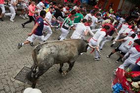 Seventh running of the bulls of the Fiestas de San Fermin 2024