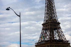 Eiffel Tower decorated with Olympic Rings - Paris