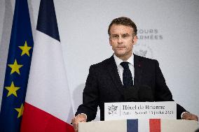 Emmanuel Macron during reception at Hotel de Brienne for Bastille Day Parade - Paris