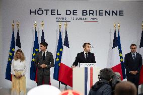 Emmanuel Macron during reception at Hotel de Brienne for Bastille Day Parade - Paris