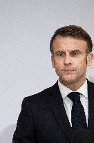 Emmanuel Macron during reception at Hotel de Brienne for Bastille Day Parade - Paris