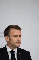 Emmanuel Macron during reception at Hotel de Brienne for Bastille Day Parade - Paris