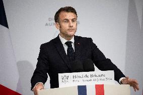 Emmanuel Macron during reception at Hotel de Brienne for Bastille Day Parade - Paris