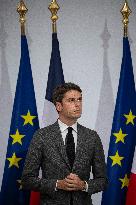 Emmanuel Macron during reception at Hotel de Brienne for Bastille Day Parade - Paris