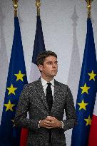 Emmanuel Macron during reception at Hotel de Brienne for Bastille Day Parade - Paris