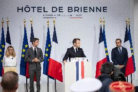 Emmanuel Macron during reception at Hotel de Brienne for Bastille Day Parade - Paris