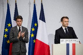 Emmanuel Macron during reception at Hotel de Brienne for Bastille Day Parade - Paris