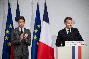 Emmanuel Macron during reception at Hotel de Brienne for Bastille Day Parade - Paris