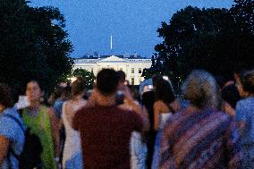 People Gather Near White House Following Trump Assassination Attempt In Pennsylvania