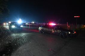 Authorities Work At The Trump Rally Crime Scene Of An Assassination Attempt On Former U.S. President Donald J. Trump In Butler P