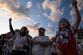 Demonstration In Support Of Palestine In Washington DC, USA As Israeli Strikes Kill 90 Palestinians In Gaza