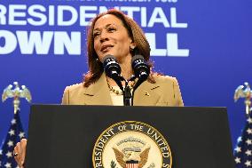 Vice President Of The United States Kamala Harris Speaks At 2024 Asian And Pacific Islander American Vote Town Hall In Philadelp