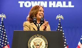 Vice President Of The United States Kamala Harris Speaks At 2024 Asian And Pacific Islander American Vote Town Hall In Philadelp