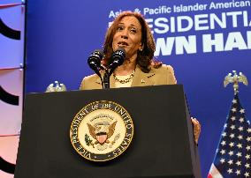 Vice President Of The United States Kamala Harris Speaks At 2024 Asian And Pacific Islander American Vote Town Hall In Philadelp