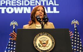 Vice President Of The United States Kamala Harris Speaks At 2024 Asian And Pacific Islander American Vote Town Hall In Philadelp