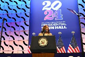 Vice President Of The United States Kamala Harris Speaks At 2024 Asian And Pacific Islander American Vote Town Hall In Philadelp