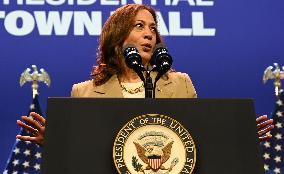 Vice President Of The United States Kamala Harris Speaks At 2024 Asian And Pacific Islander American Vote Town Hall In Philadelp