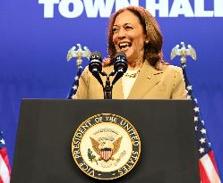 Vice President Of The United States Kamala Harris Speaks At 2024 Asian And Pacific Islander American Vote Town Hall In Philadelp