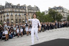 Olympic Torch flame Relay on the Bastille Place - Paris