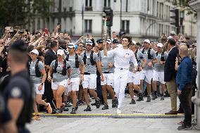 Olympic Torch flame Relay on the Bastille Place - Paris