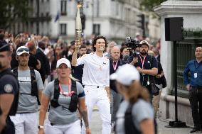 Olympic Torch flame Relay on the Bastille Place - Paris