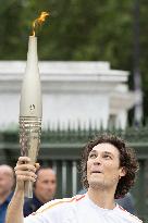 Olympic Torch flame Relay on the Bastille Place - Paris