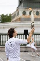 Olympic Torch flame Relay on the Bastille Place - Paris