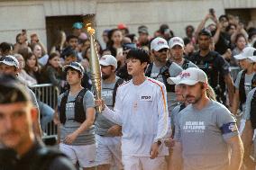 Kim Seok-jin with The Olympic torch - Paris