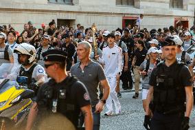 Kim Seok-jin with The Olympic torch - Paris