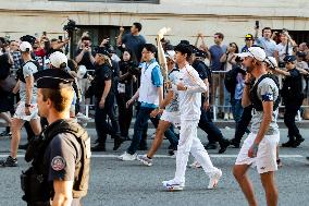 Kim Seok-jin with The Olympic torch - Paris