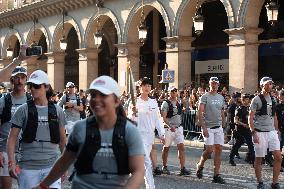 Kim Seok-jin with The Olympic torch - Paris