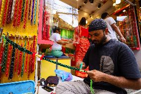 Glass Beads Sales Go High In Nepal With Arrival Of Hindu Holy Month Of Shrawan