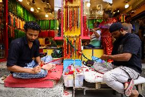 Glass Beads Sales Go High In Nepal With Arrival Of Hindu Holy Month Of Shrawan