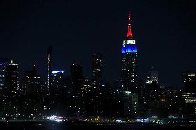 French Flag On Empire State Building - NYC