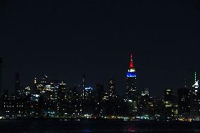 French Flag On Empire State Building - NYC