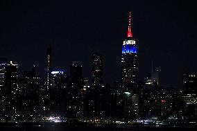 French Flag On Empire State Building - NYC