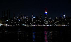 French Flag On Empire State Building - NYC