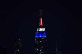 French Flag On Empire State Building - NYC