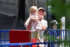 Jeremy Allen White With Daughter Out - LA