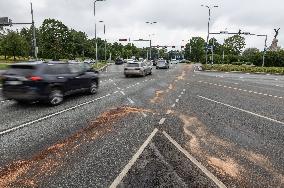 Oil spill in central Tallinn