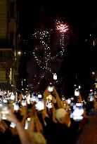 Drone and firework show in Paris