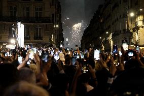 Drone and firework show in Paris