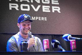 Captain of the Stanley Cup winner team Florida Panthers Alexander Barkov giving a presser